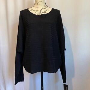 BCBG Black Ribbed Long Sleeve Top